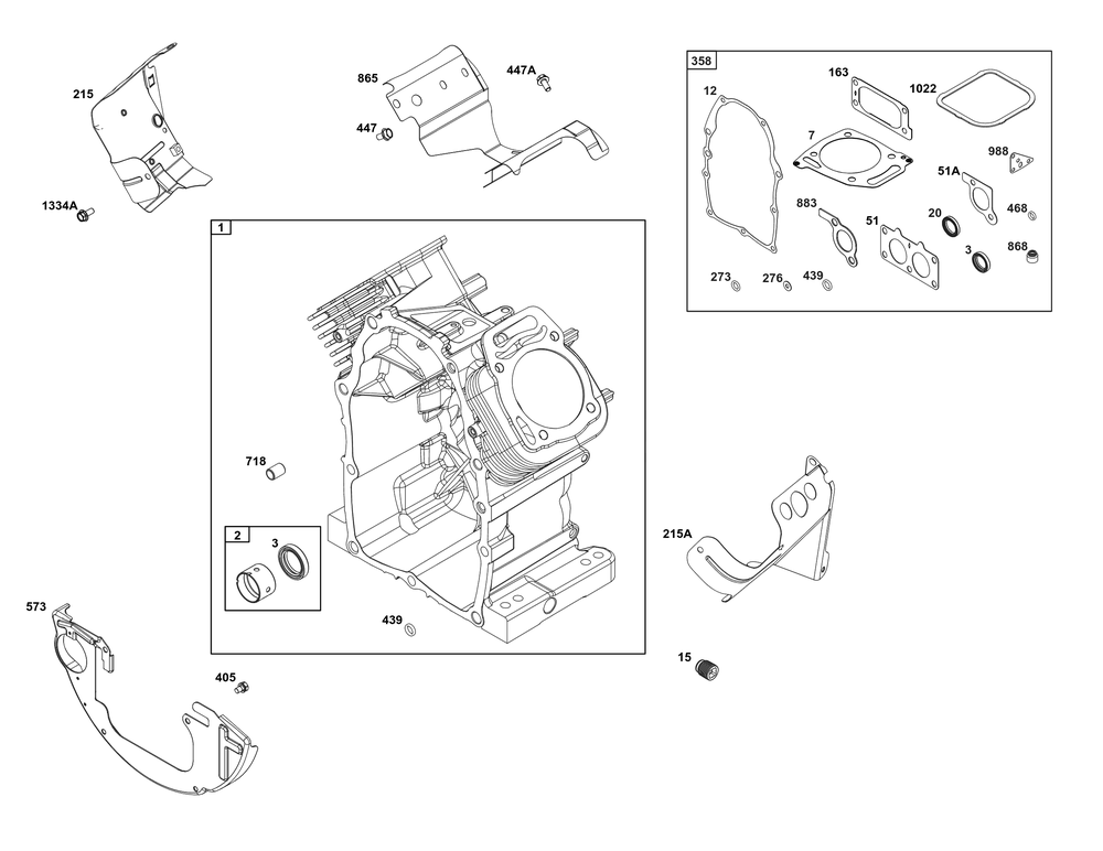 Cylinder Group Diagram and Parts List for 386447-3332-G1 200000 - 399999 Briggs and Stratton Engine